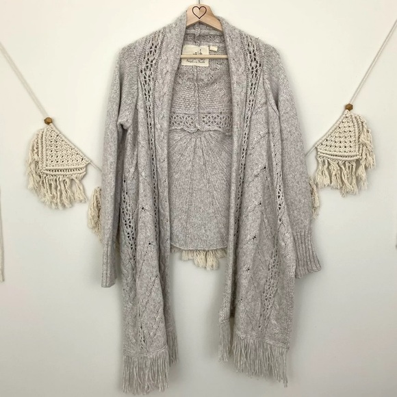 Anthropologie Angel Of The North Anais Wool Blend Long Cardigan Sweater - Picture 2 of 9